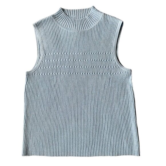 Moonlight Bay women's large light blue stretchy sleeveless sparkle tank sweater - Picture 6 of 9